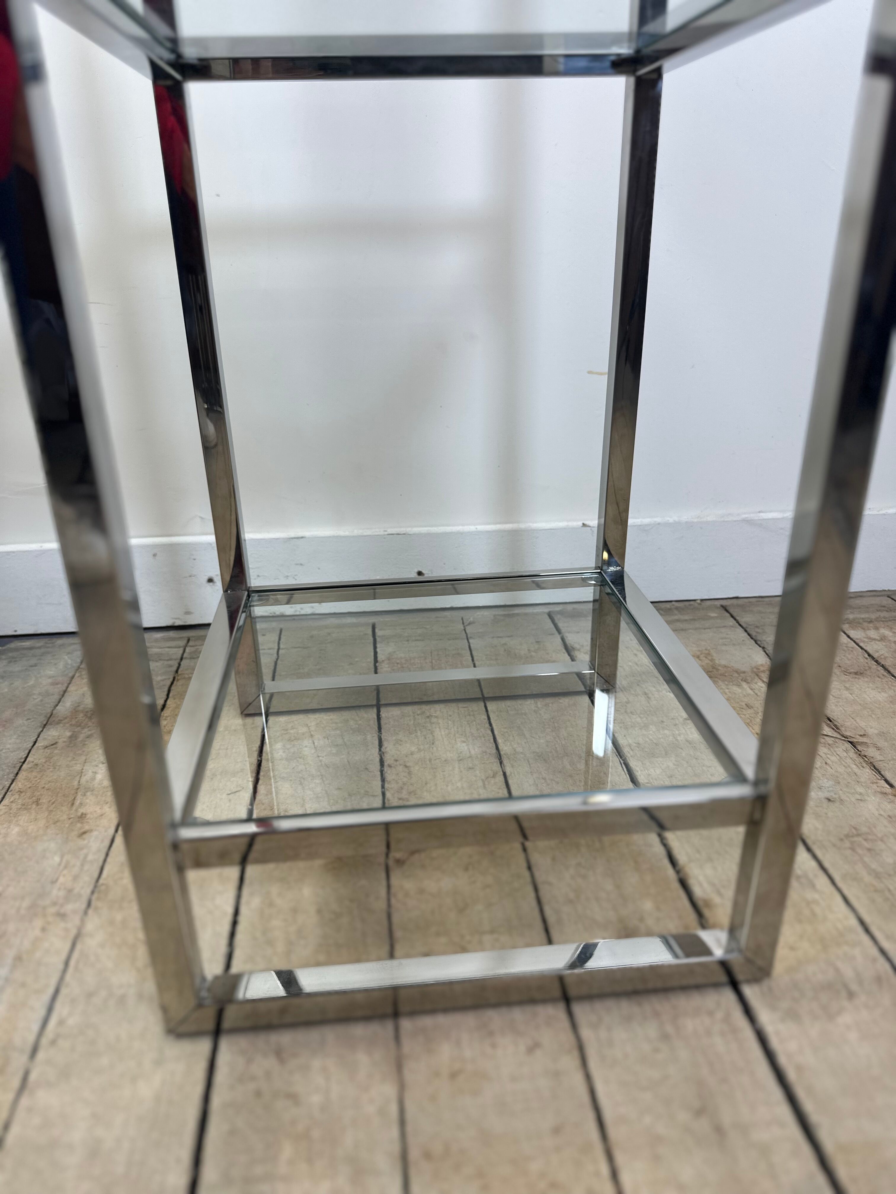 Chrome and glass occasional shelf unit 2000s