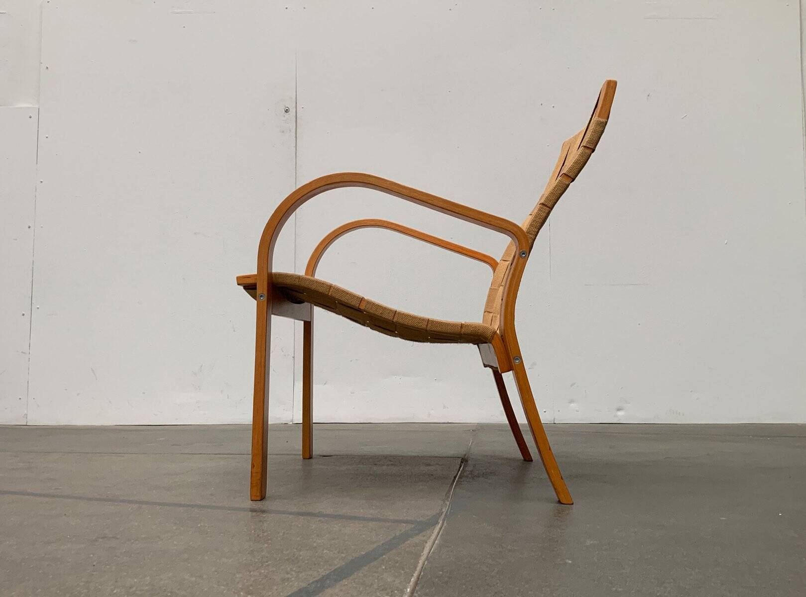 Vintage Scandinavian wooden armchair set