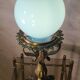 19th century bronze table lamp 38x16 blue opaline, very beautiful,
