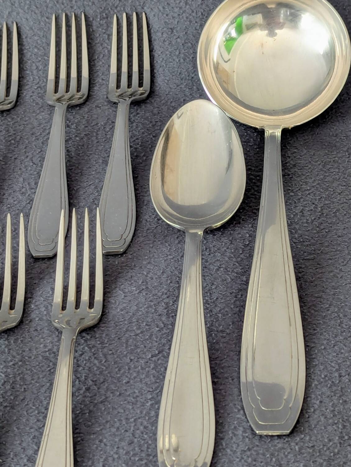 Silver-plated cutlery set, 38 pieces, Goldsmith Apollo, Art Deco, 1920s/1930s