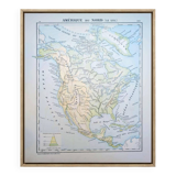 North America. Geographical map printed in 1900.