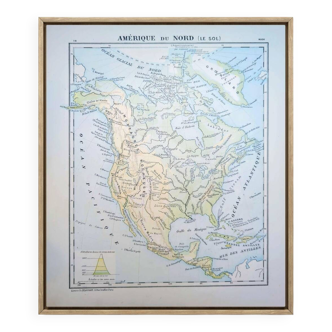 North America. Geographical map printed in 1900.
