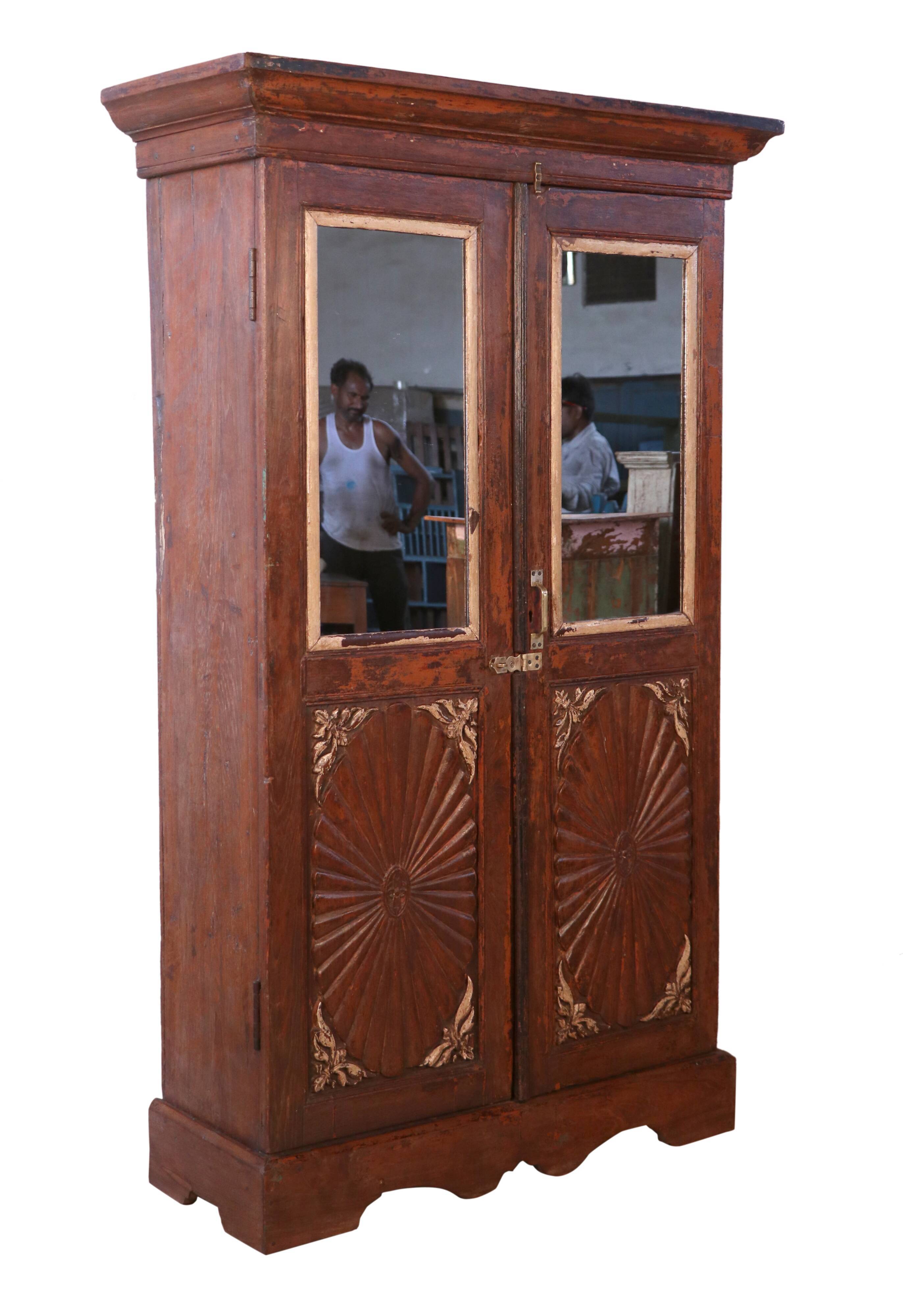 Old wardrobe art deco bookcase in burmese teak