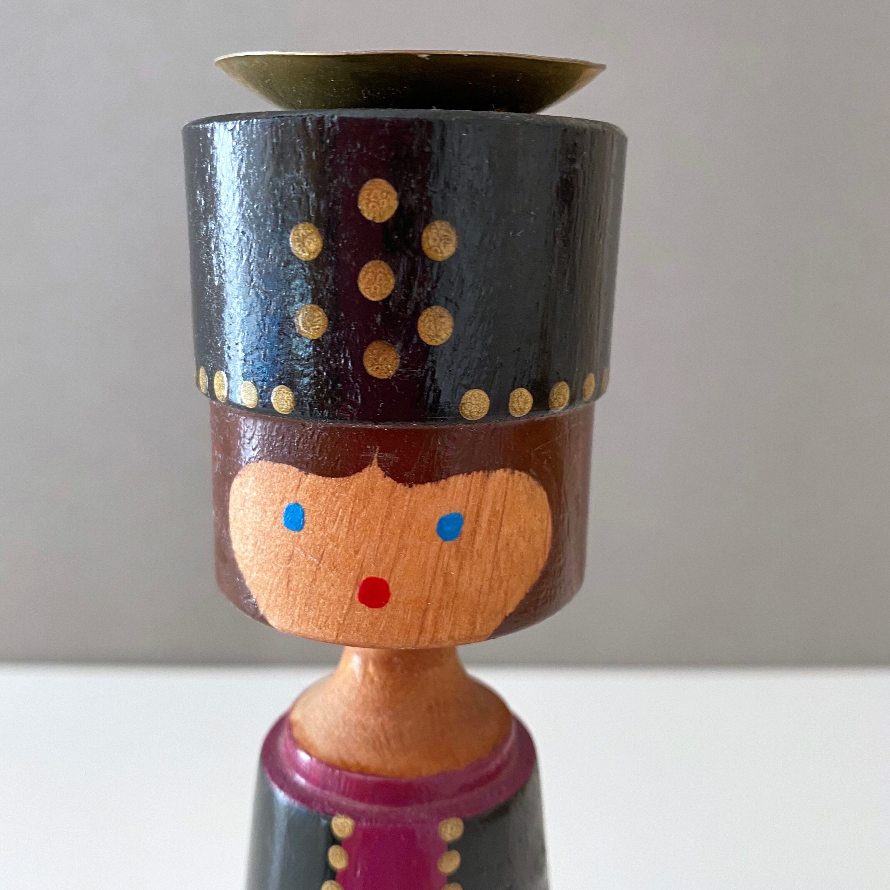 3 Vintage candle holders DDR wooden figurines, Christmas decoration
