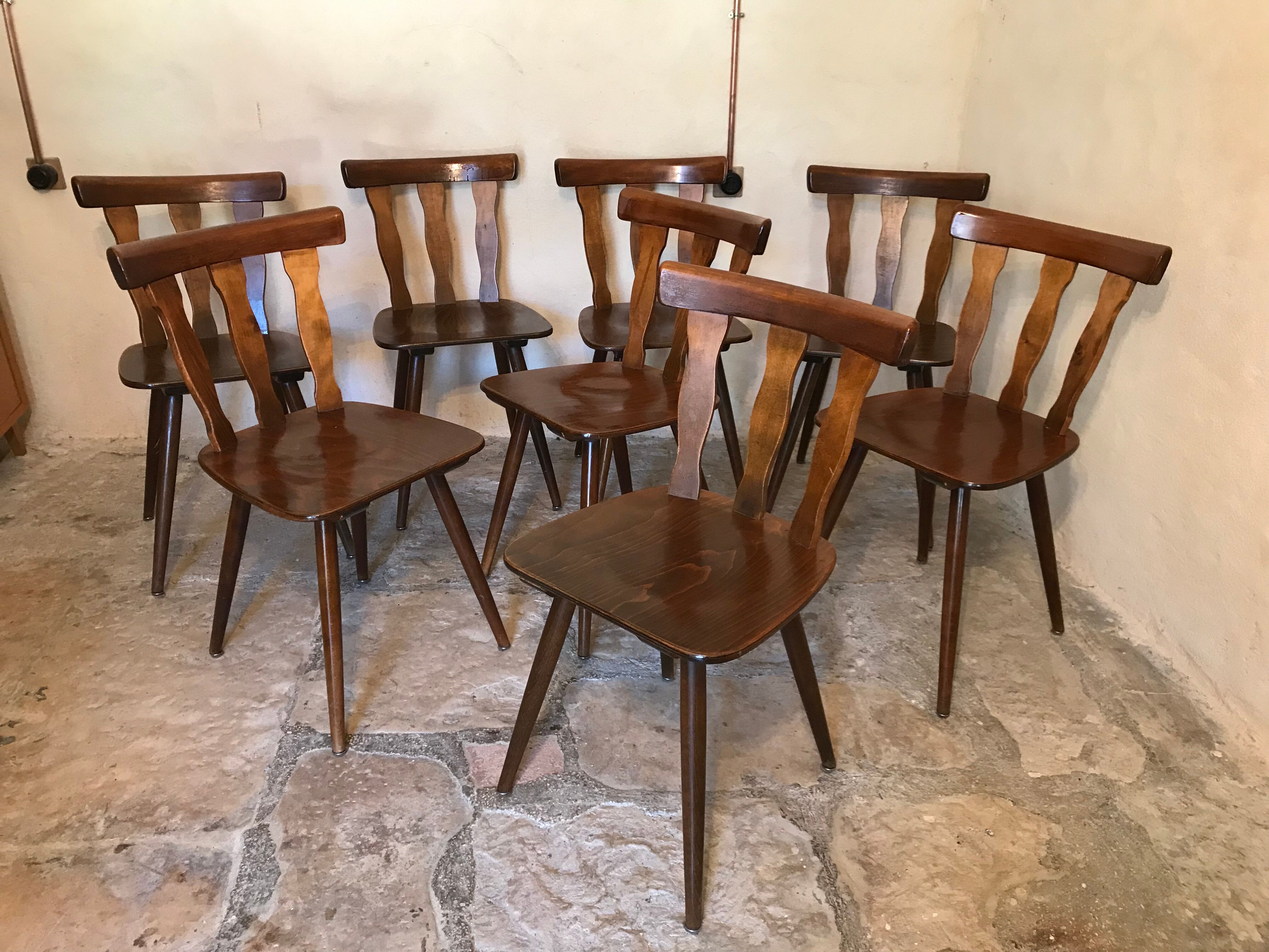 Set of 8 vintage brasserie chairs