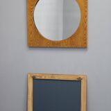 1970s Pair of Oak Large Square Mirrors, Czechoslovakia
