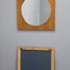 1970s Pair of Oak Large Square Mirrors, Czechoslovakia