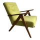 Vintage Mid-Century Modern Armchair: Lime Green Fabric and Beech Wood Frame