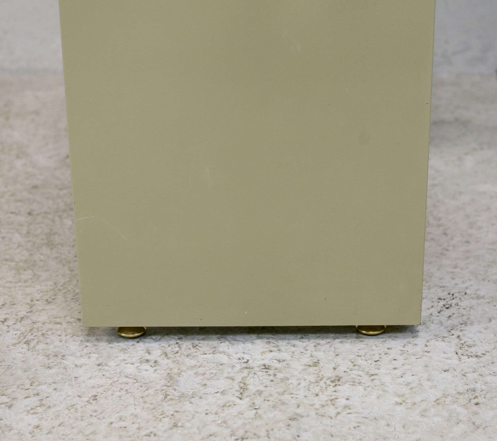 Minimalist desk, lacquered steel, formica top. France, circa 1970