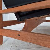 1960s, Danish 2-seater sofa in original condition, furniture leather, solid oak wood.