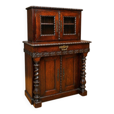 Buffet Bibliothéque deux corps en palissandre, époque Napoléon III