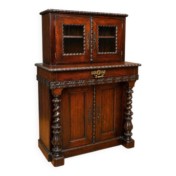 Library buffet with two bodies in rosewood, Napoleon III period.