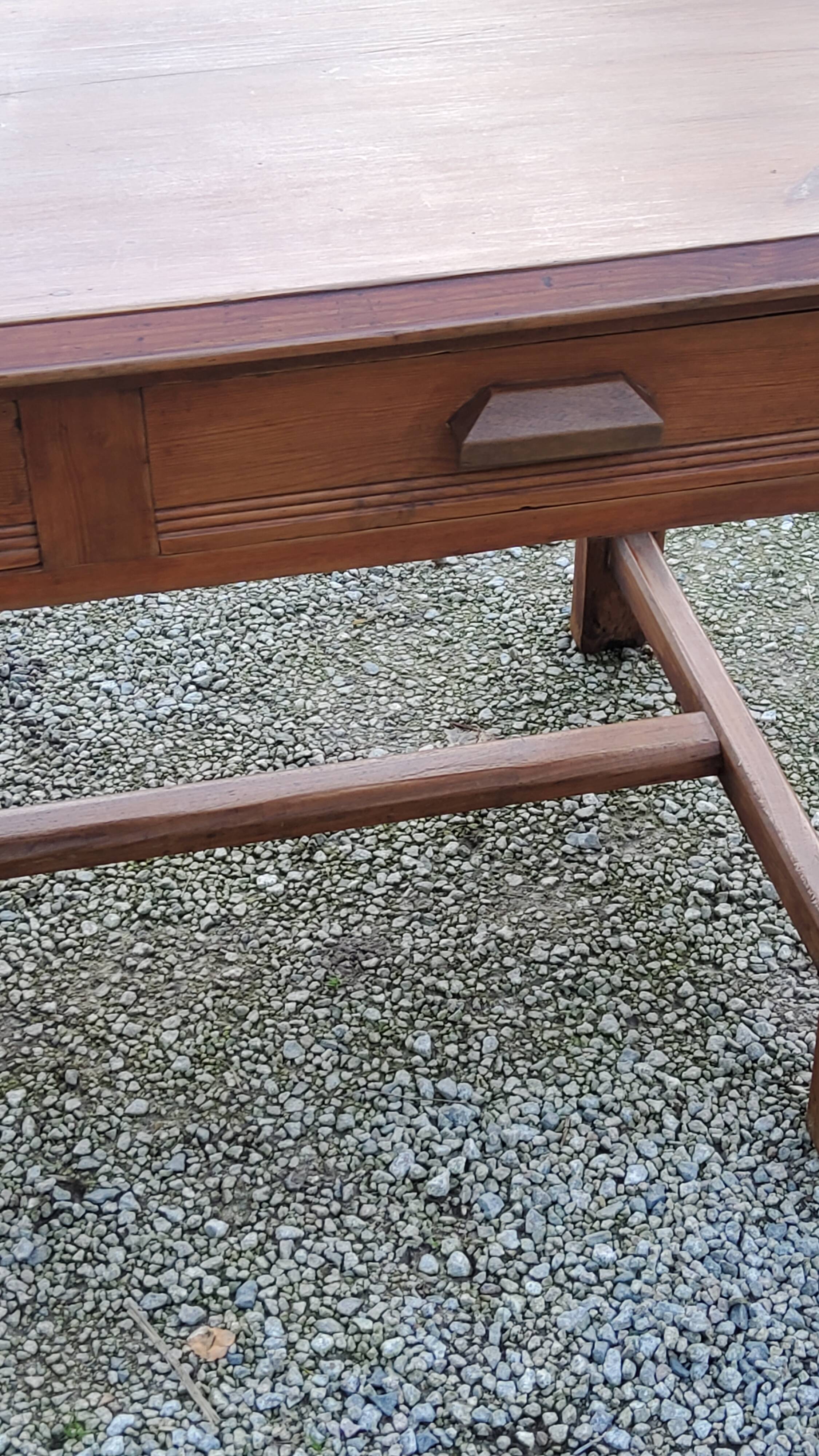 Farm table early 20th century 3 spacer drawers 180cm