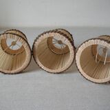 Set of 3 old pleated fabric lampshades clip-on model chandelier lamp lighting fixture n1