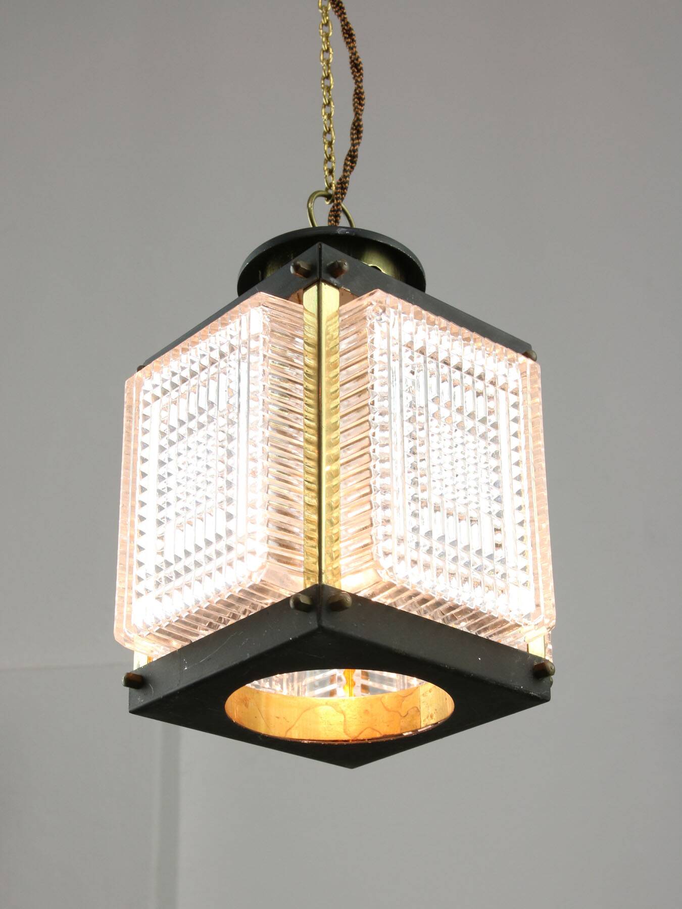 Vintage Italian Brass and Glass Lantern