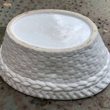 Charming Duck, slip, enameled ceramic terrine, white basket-shaped base and lid