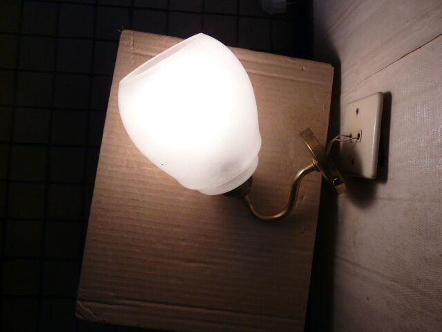 Pair of brass and glass wall lamps 60s gooseneck