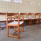 Set of six brutalist dining chairs in pine