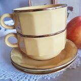 Duo de tasses à chocolat, petit-déjeuner, Style bistrot, en porcelaine, jaune et or