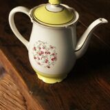 Coffee maker lunéville yellow gilding pink flowers