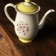 Cafetière lunéville jaune dorure fleurs roses