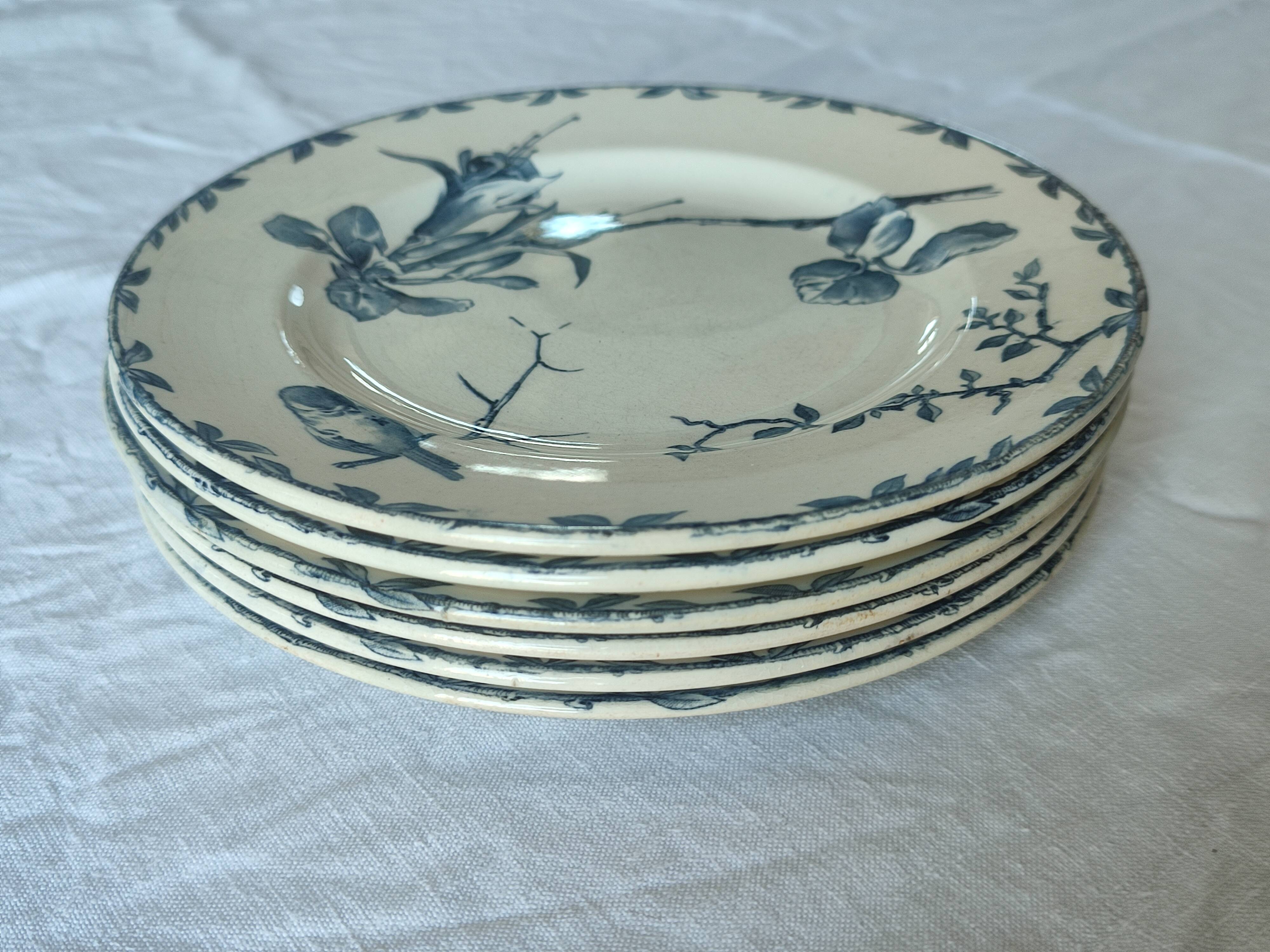 6 “Oxford” ironstone dessert plates from Choisy le Roi