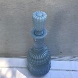 Former Carafe Liqueur Opaline Blue Decor Moulded - Vintage Cave Bouchon