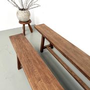 Pair of XL size benches in solid oak, 1950s.