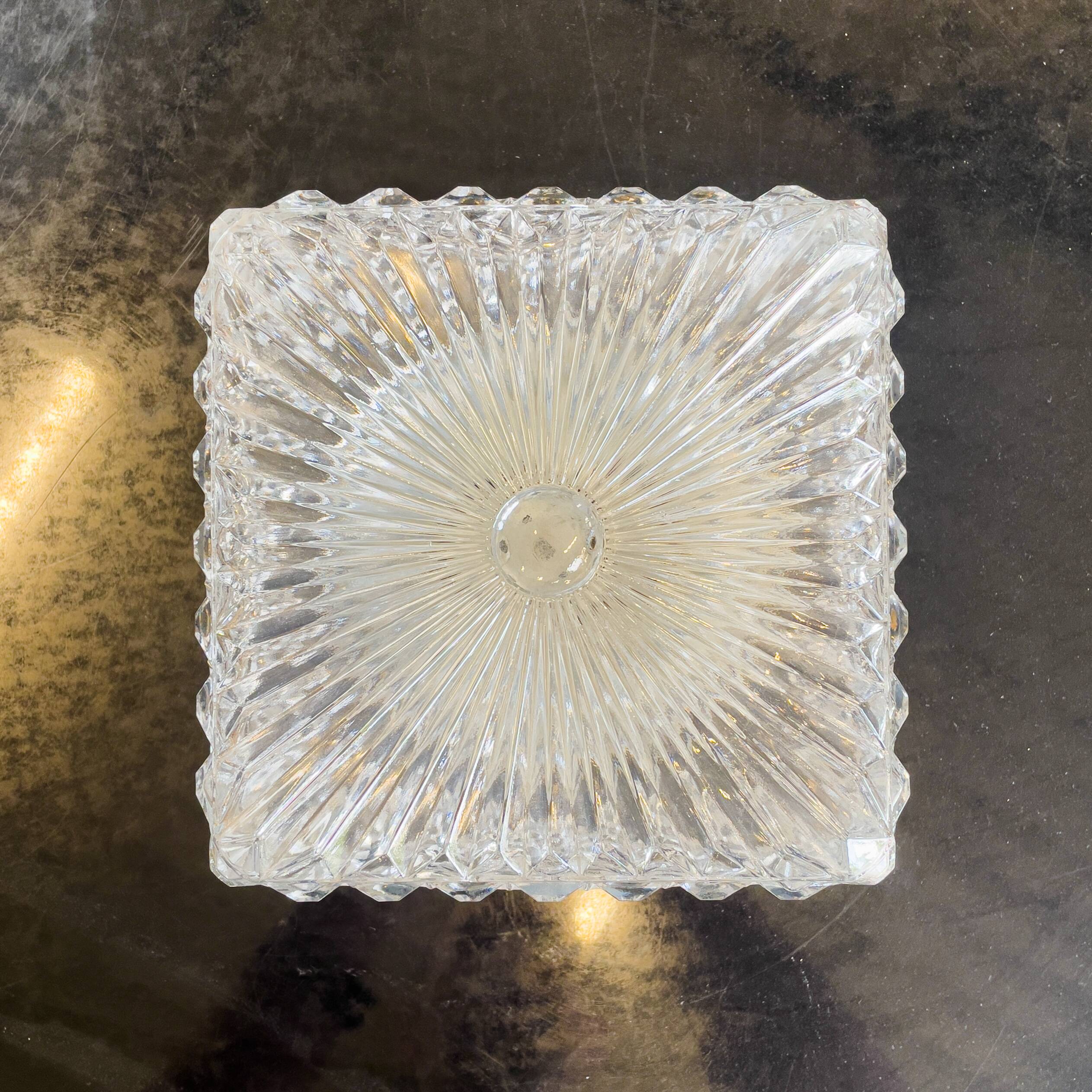 Vintage square ceiling light or wall lamp molded glass art deco style