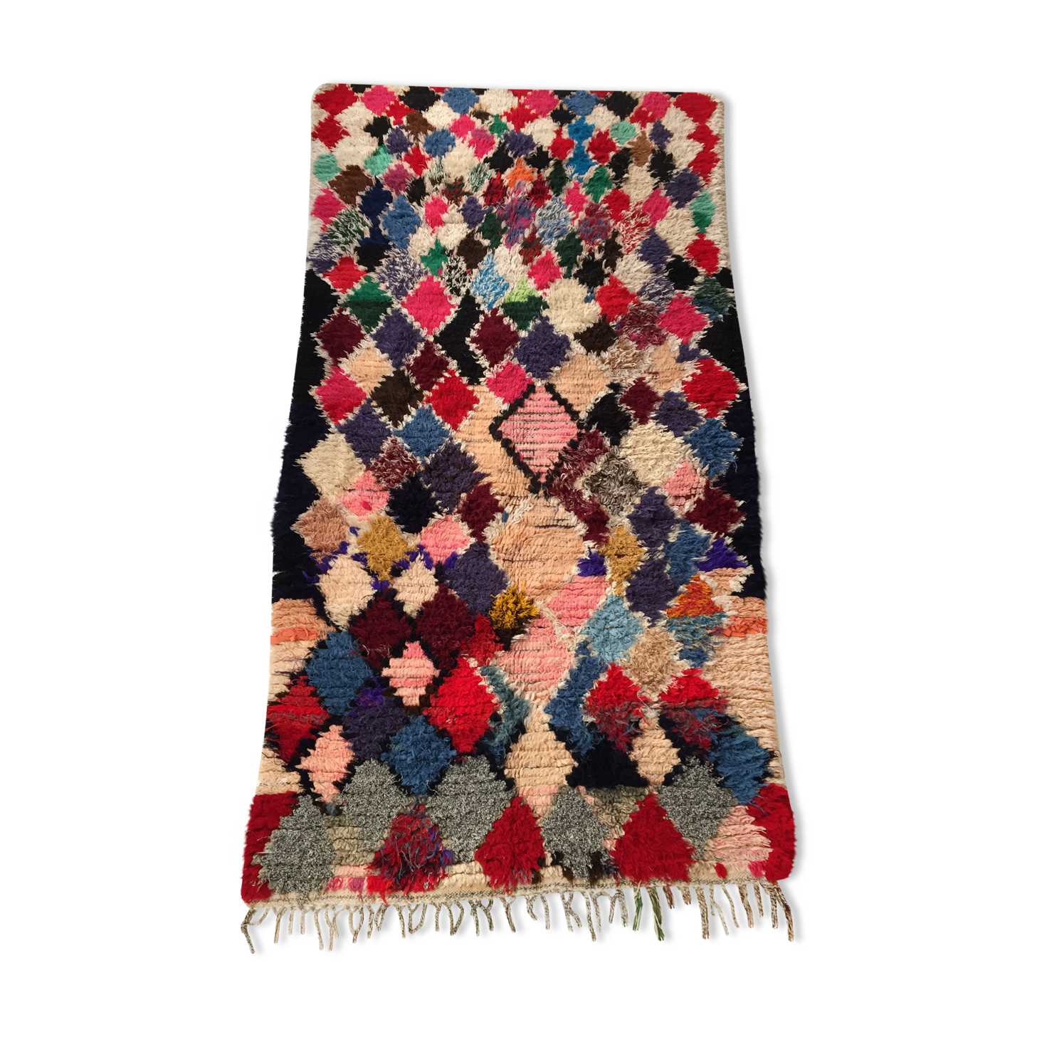 Moroccan Berber carpet Boucherouite 173x146cm
