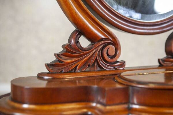 Miroir ajustable du début du 20e siècle avec compartiment de rangement, années 1890.
