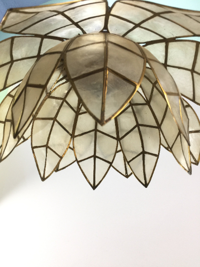 Vintage lotus flower mother-of-pearl hanging lamp