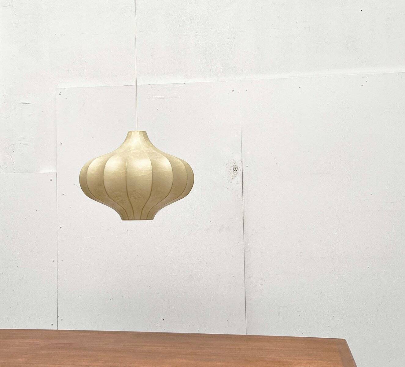 Modern mid-century Cocoon pendant lamp by Friedel Wauer for Goldkant Leuchten, Germany, 1960s.