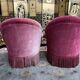 Pair of pink velvet toad armchairs