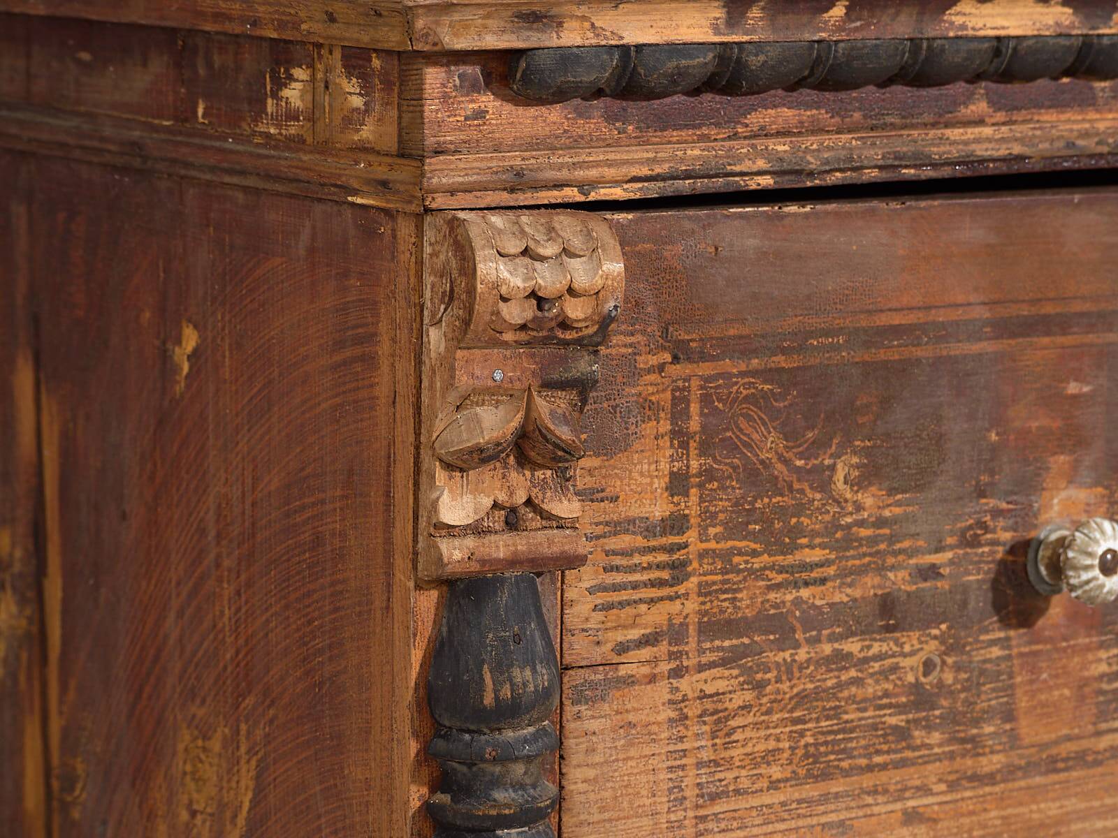Antique chest of drawers with porcelain handles (c.1920) #77