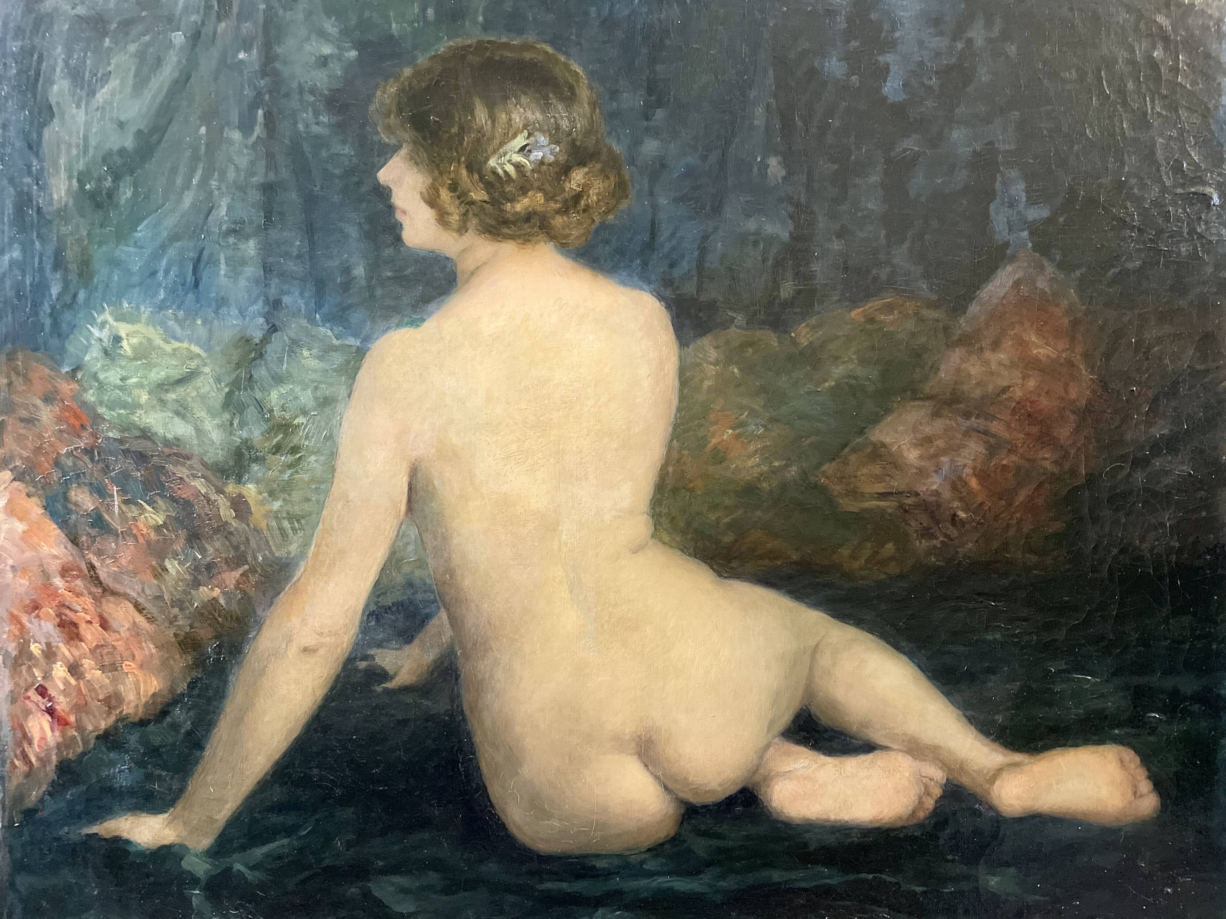 Huile sur toile, nu féminin XIXeme