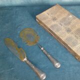 Duo de pelle and knife cake silver and gold metal circa 1950