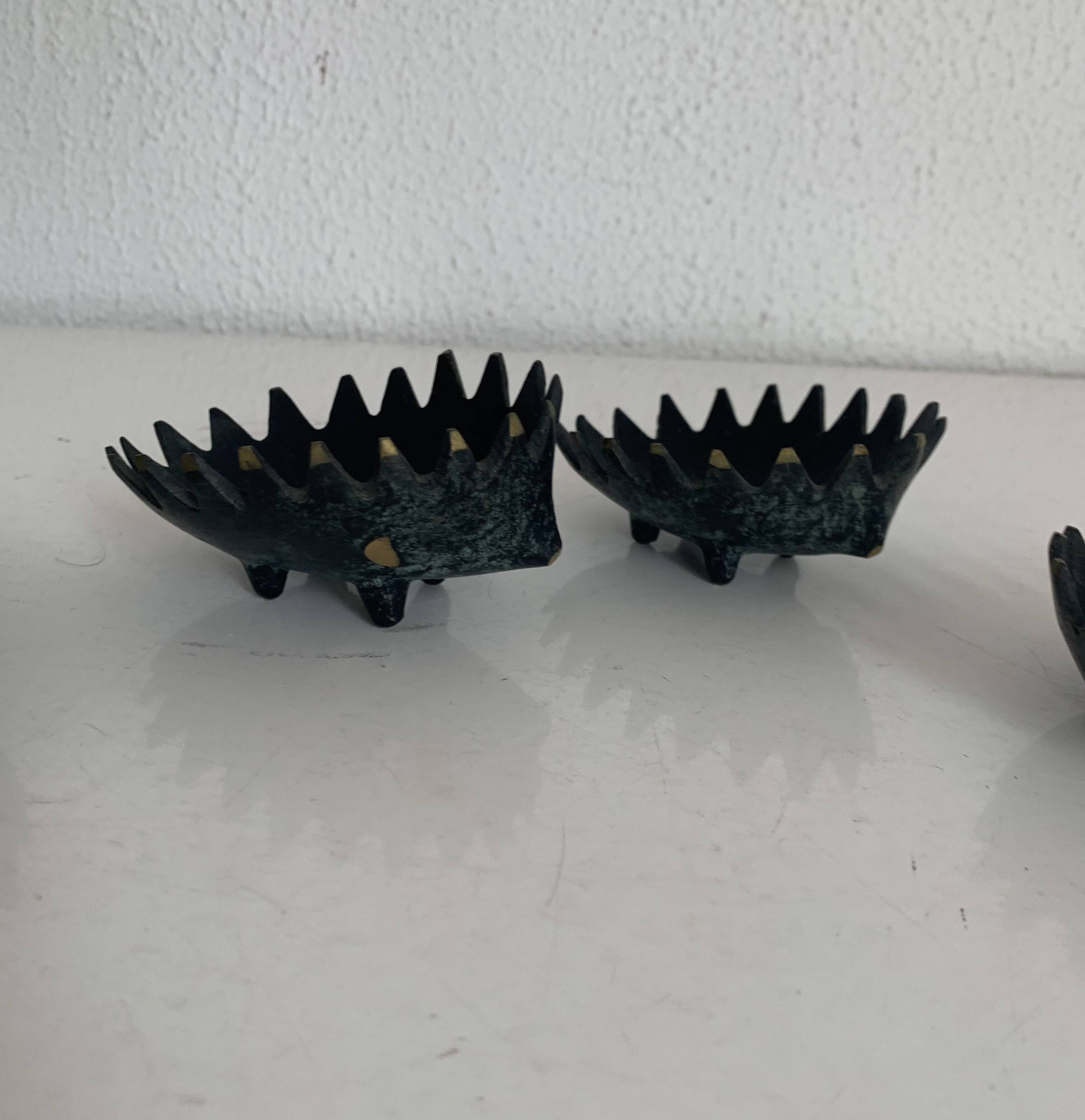 Vintage 1950 hedgehog ashtrays by Walter Bosse for Hertha Baller