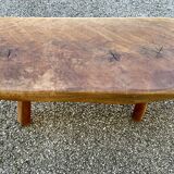 Brutalist style solid wood low stool