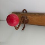 Coat rack 2 hooks vintage red balls