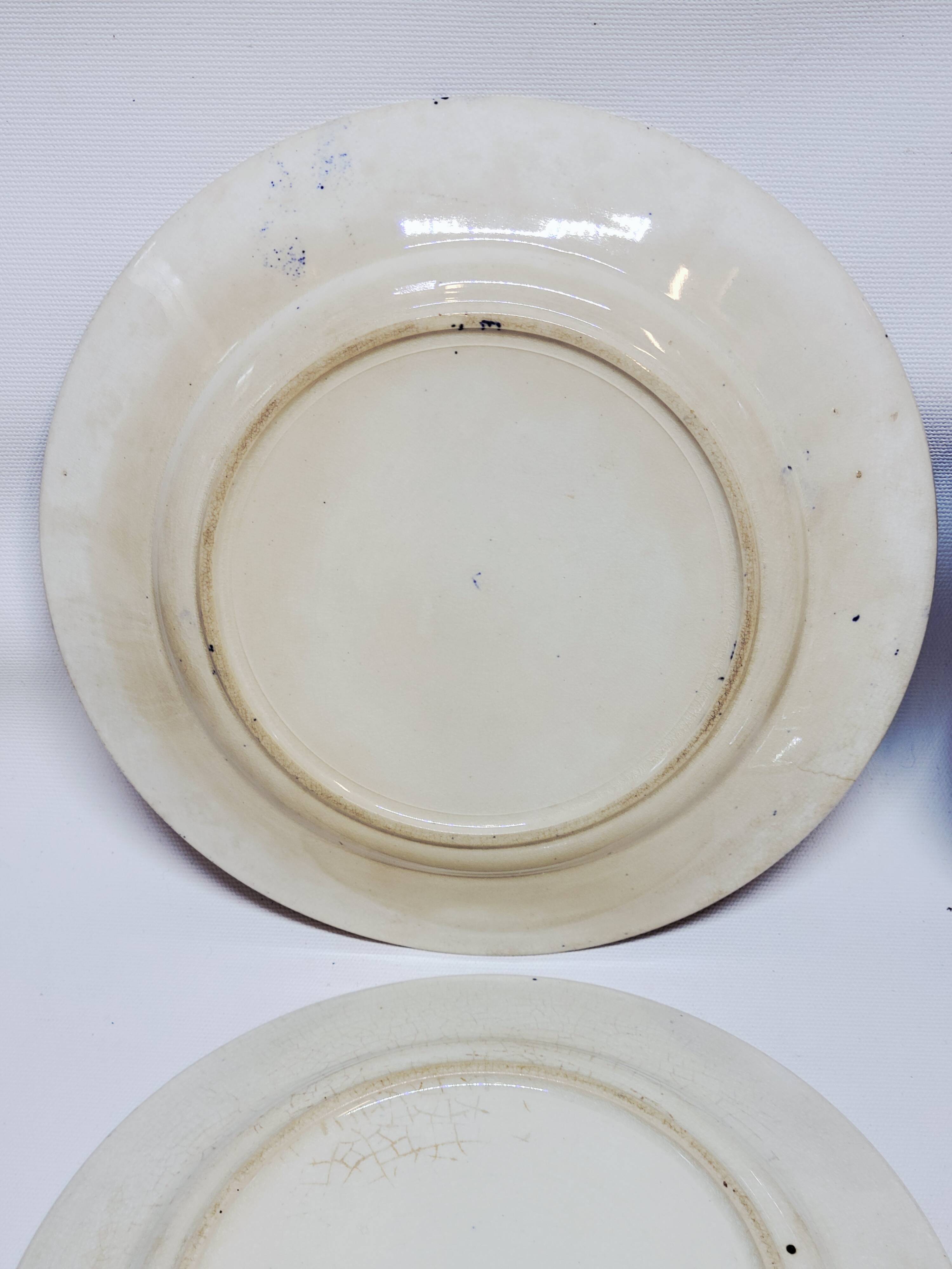 9 Antique Plates 19th Century Blue Willow Pattern Chinese Blue Decor