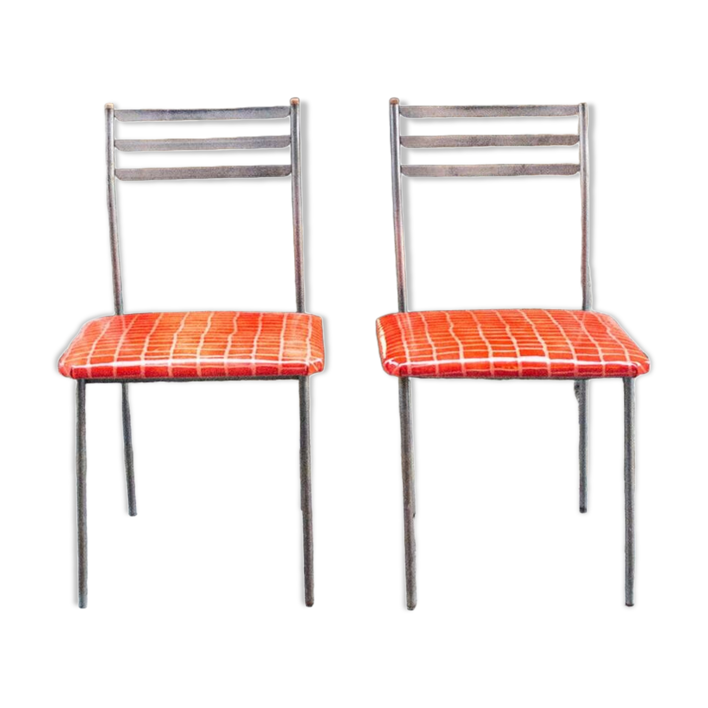 Iron and leather chairs Italy 1960s