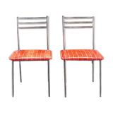 Chaises en fer et en cuir Italie 1960