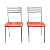 Chaises en fer et en cuir Italie 1960