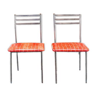 Chaises en fer et en cuir Italie 1960