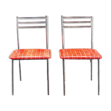Iron and leather chairs Italy 1960s