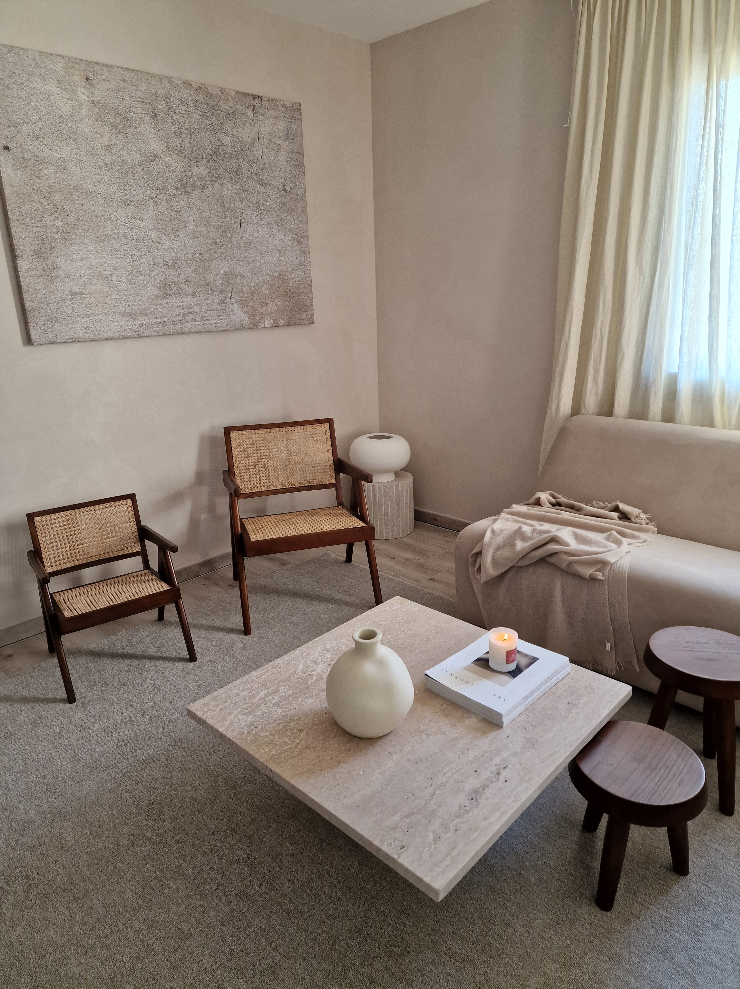 Natural travertine square Kalia coffee table 90x90