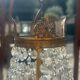 Basket chandelier with crystal and gilded brass pendants, circa 1930.