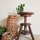 Adjustable old wooden stool