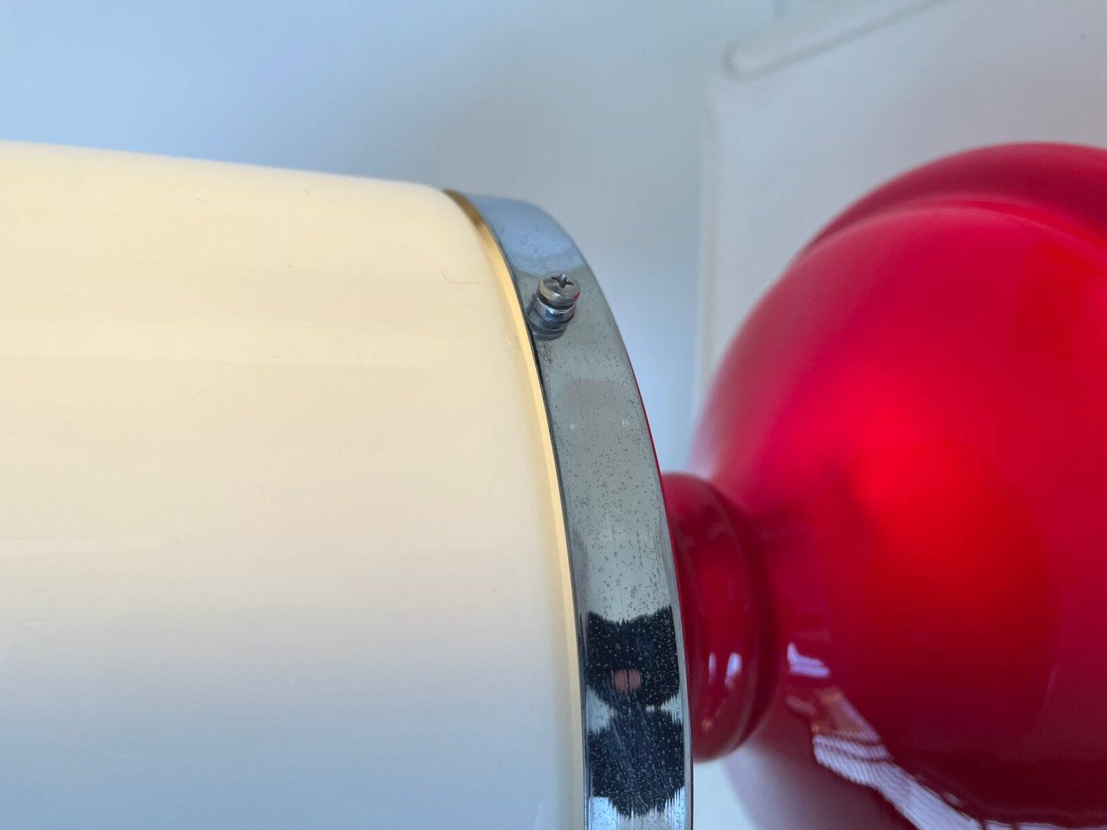 Red plastic table lamp